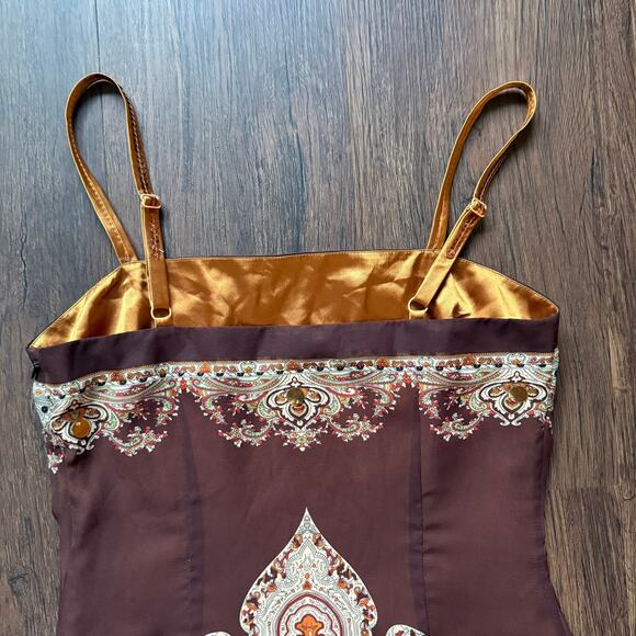 Lyndia Sequin Ornamental Cocktail Dress Brown Gold Size 4 - Picture 9 of 16